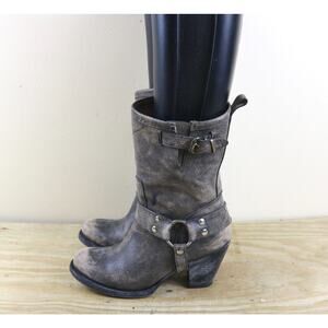 Matisse Boots 7.5 Brown Distressed Leather Harness Motorcycle Biker Shoes Boho